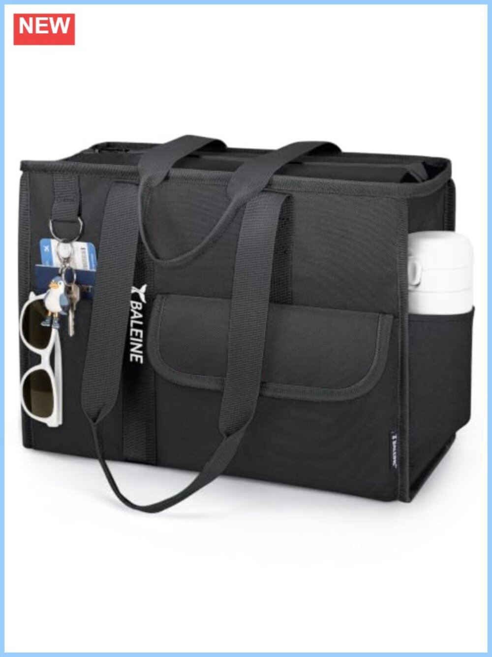 Utility Tote Bag with Zipper Water Resistant Polyester